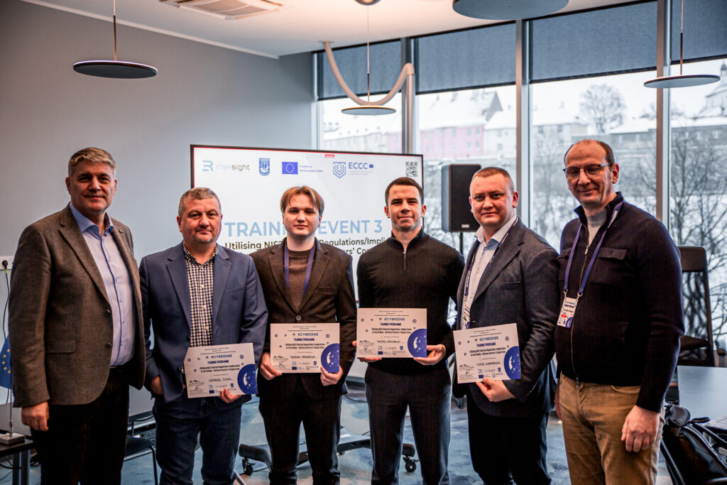Participants receiving cyber awareness training certificates