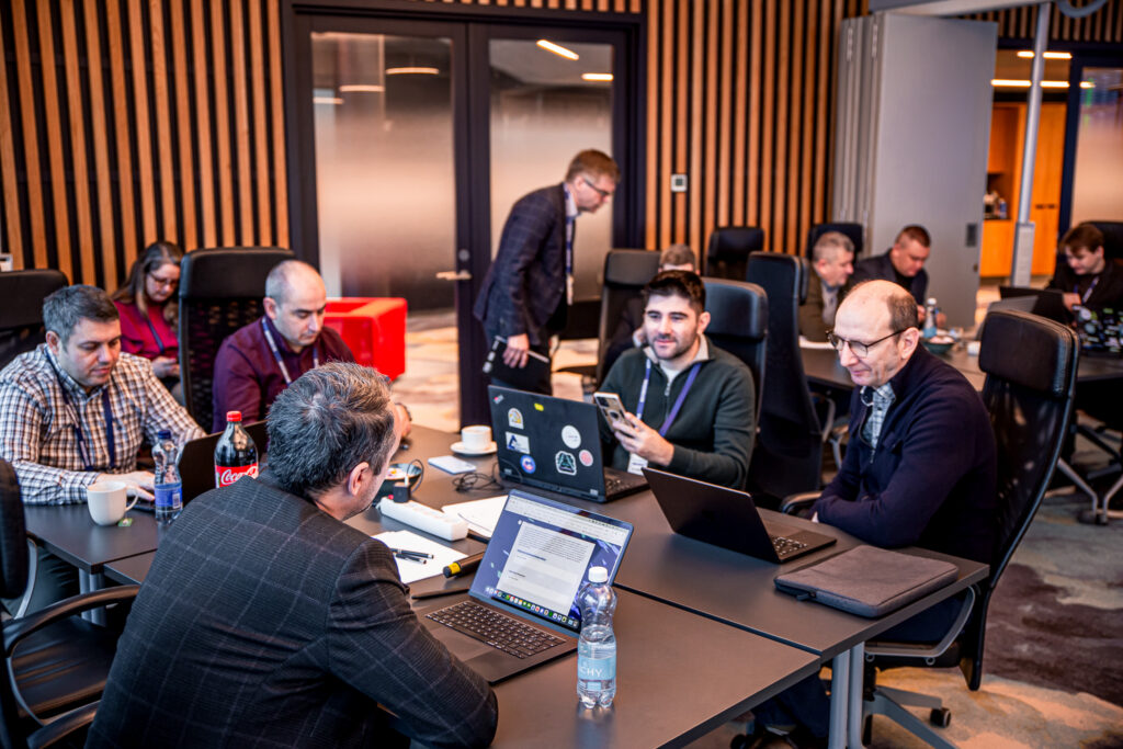 Employees working through RiskSight cyber awareness training tasks